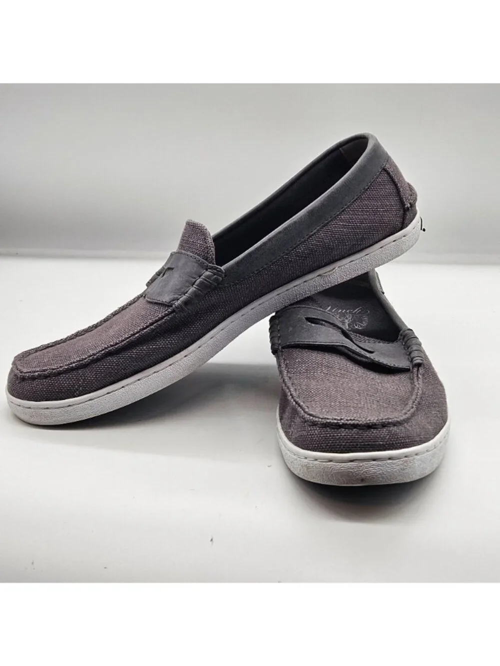 Cole Haan Mens Grey Canvas Leather Pinch Loafers Slip-On Shoes Size 11.5M C25710